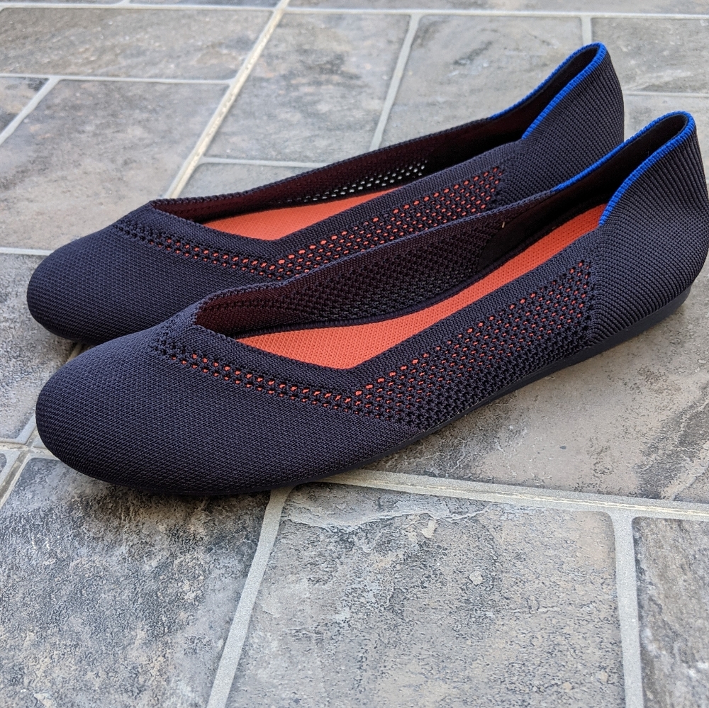 Rothys The Flat Maritime Lattice Stitch Navy Blue